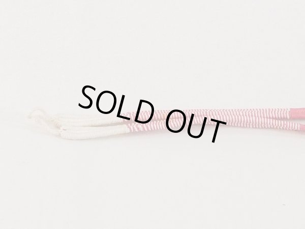 Photo2: N1025XL Vintage Japanese Kimono  Vivid Pink HAORIHIMO ties Line Silk. (Grade B) (2)