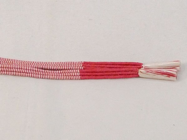 Photo3: N1025XL Vintage Japanese Kimono  Vivid Pink HAORIHIMO ties Line Silk. (Grade B) (3)