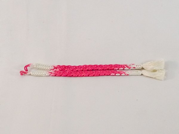 Photo1: N1025XM Vintage Japanese Kimono  Vivid Pink HAORIHIMO ties  Silk. (Grade A) (1)