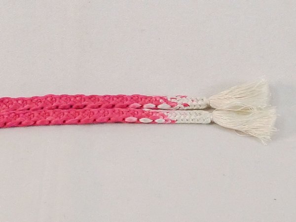 Photo3: N1025XM Vintage Japanese Kimono  Vivid Pink HAORIHIMO ties  Silk. (Grade A) (3)