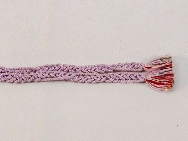 Photo3: N1025XQ Vintage Japanese Kimono   Wisteria HAORIHIMO ties Abstract pattern Silk. (Grade B) (3)