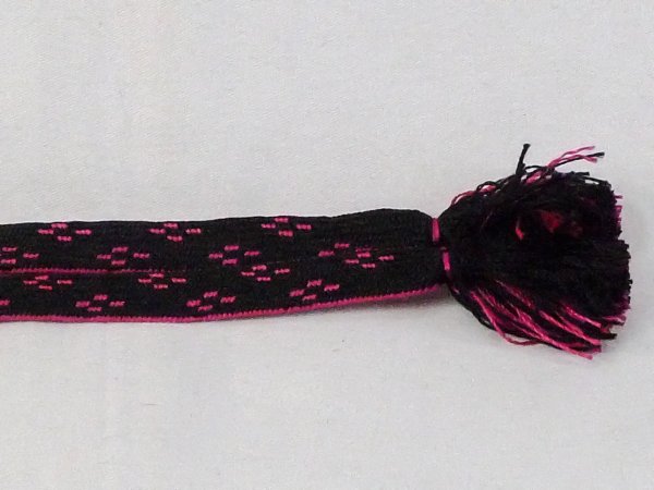 Photo4: N1030XA Vintage Japanese Kimono  Vivid Pink HAORIHIMO ties Abstract pattern Silk. (Grade A) (4)