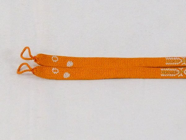 Photo2: N1030XD Vintage Japanese Kimono  Vivid Orange HAORIHIMO ties Abstract pattern Silk. (Grade B) (2)