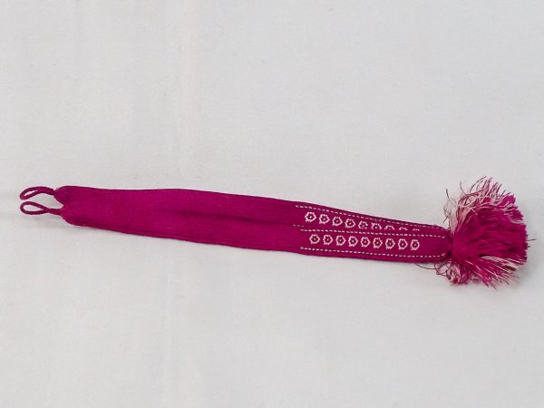 Photo2: N1030XJ Vintage Japanese Kimono  Vivid Pink HAORIHIMO ties Flower Silk. (Grade C) (2)