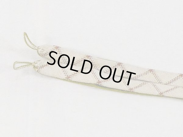 Photo3: N1030XQ Vintage Japanese Kimono   Off White HAORIHIMO ties Zig Zag Silk. (Grade B) (3)