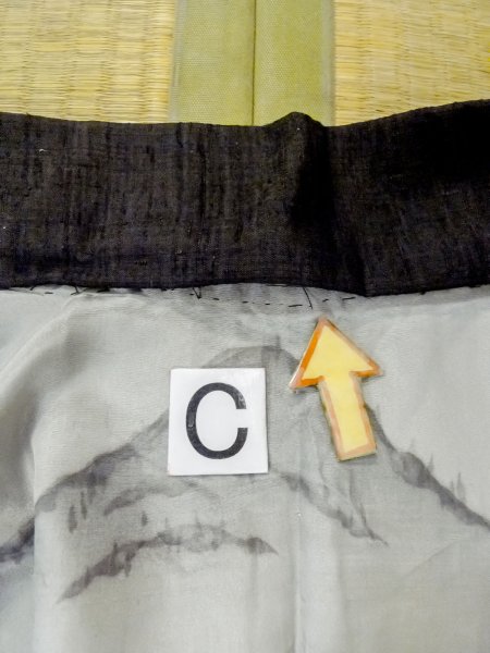 Photo17: N1101A Vintage Japanese kimono Dark Grayish Brown Men's Haori for men / Silk.    (Grade D) (17)