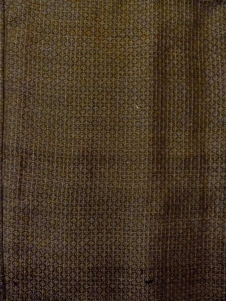 Photo4: N1101B Vintage Japanese kimono  Dark Olive Men's Haori for men / Silk. Lozenges, Stains all over including lining.  (Grade D) (4)