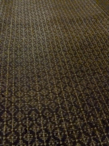 Photo9: N1101B Vintage Japanese kimono  Dark Olive Men's Haori for men / Silk. Lozenges, Stains all over including lining.  (Grade D) (9)