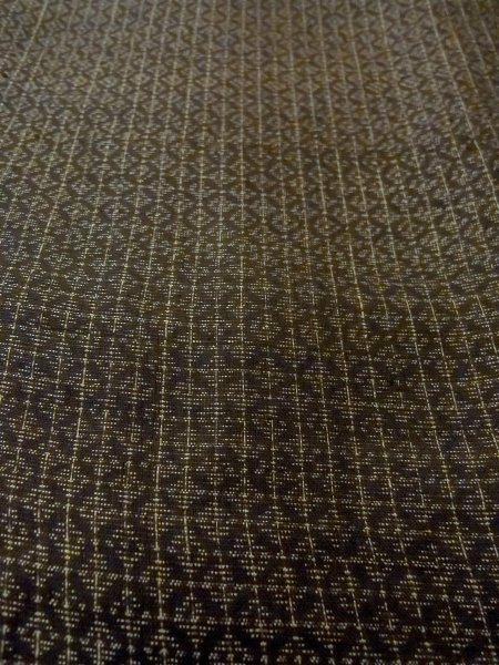 Photo10: N1101B Vintage Japanese kimono  Dark Olive Men's Haori for men / Silk. Lozenges, Stains all over including lining.  (Grade D) (10)