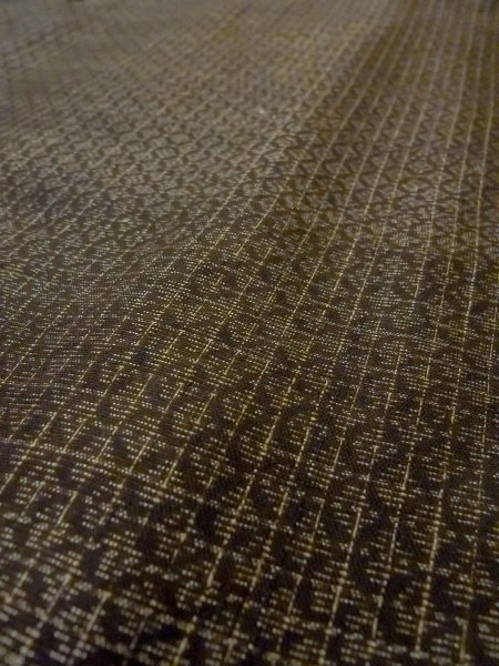 Photo11: N1101B Vintage Japanese kimono  Dark Olive Men's Haori for men / Silk. Lozenges, Stains all over including lining.  (Grade D) (11)