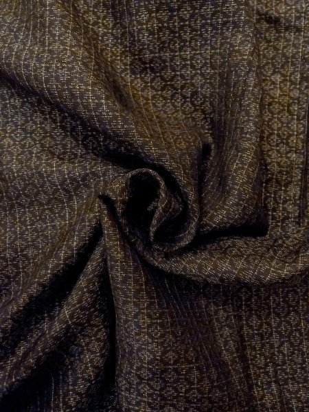 Photo13: N1101B Vintage Japanese kimono  Dark Olive Men's Haori for men / Silk. Lozenges, Stains all over including lining.  (Grade D) (13)