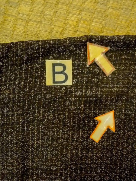 Photo16: N1101B Vintage Japanese kimono  Dark Olive Men's Haori for men / Silk. Lozenges, Stains all over including lining.  (Grade D) (16)