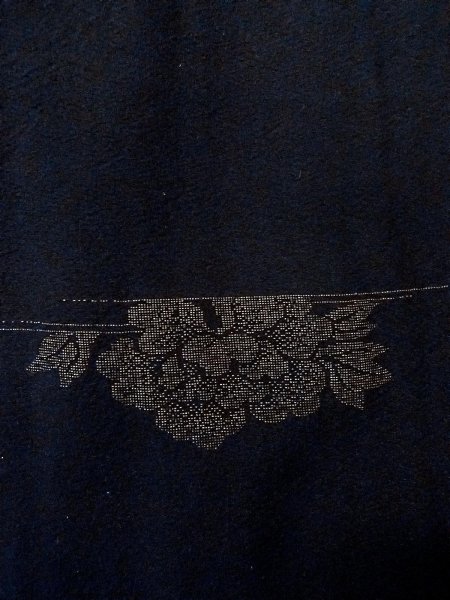 Photo6: N1101C Antique Japanese kimono   Black HAORI short jacket for women / Silk. Peony,   (Grade D) (6)