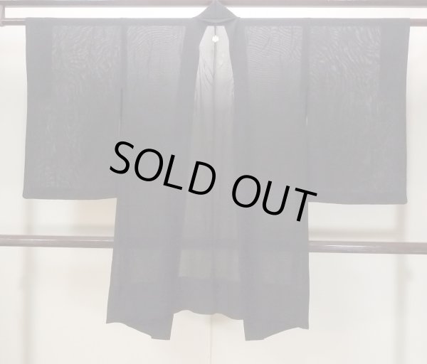 Photo2: N1101G Vintage Japanese kimono   Black HAORI short jacket for women / Silk. Leaf,   (Grade B) (2)