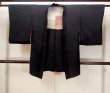 Photo1: N1101I Vintage Japanese kimono   Black HAORI short jacket for women / Silk.    (Grade D) (1)