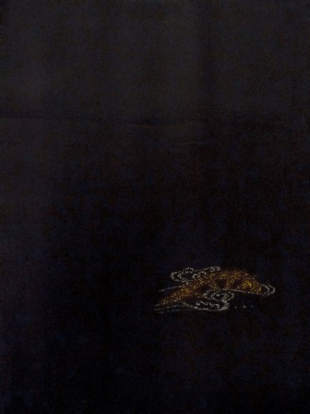 Photo5: N1101J Antique Japanese kimono   Black HAORI short jacket for women / Silk. Swirl,   (Grade B) (5)