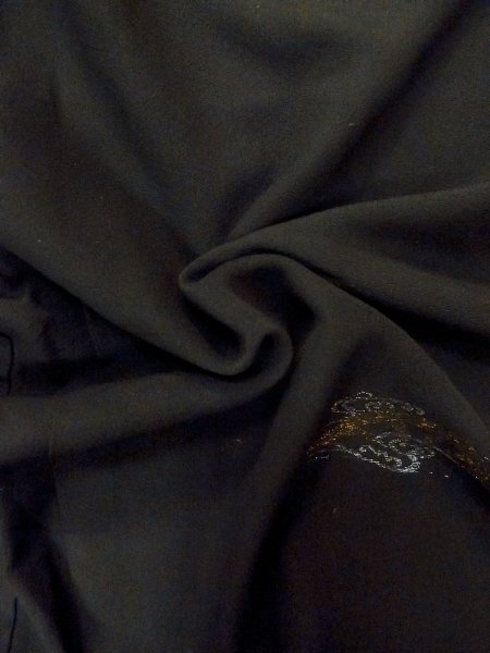 Photo10: N1101J Antique Japanese kimono   Black HAORI short jacket for women / Silk. Swirl,   (Grade B) (10)