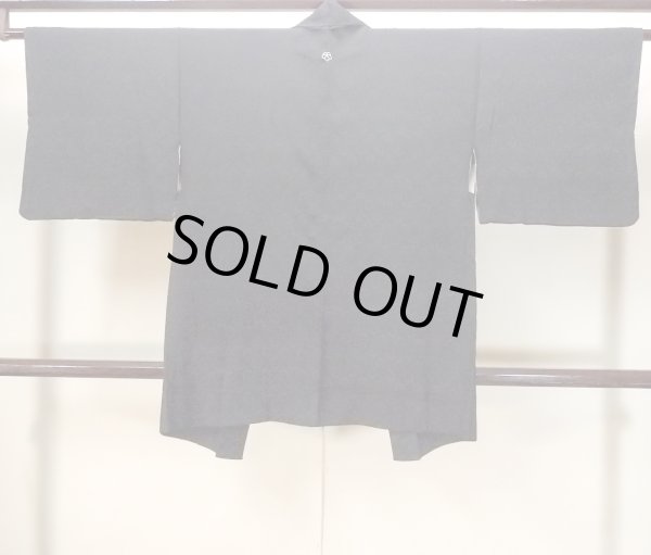 Photo2: N1101K Vintage Japanese kimono  Dark Black HAORI short jacket for women / Silk. Flower   (Grade A) (2)