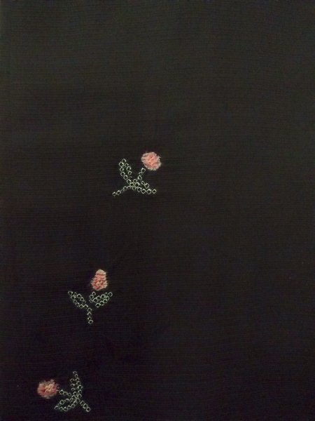 Photo4: N1101N Vintage Japanese kimono  Dark Black HAORI short jacket for women / Silk. Flower   (Grade B) (4)