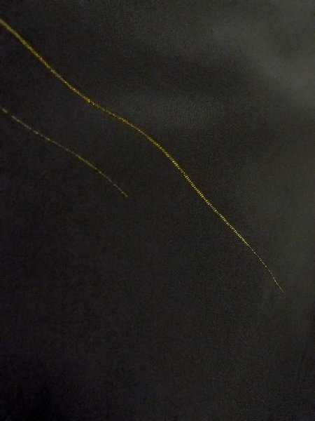 Photo7: N1101R Antique Japanese kimono  Dark Black HAORI short jacket for women / Silk. Line   (Grade D) (7)