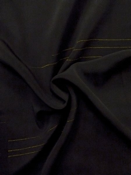 Photo9: N1101R Antique Japanese kimono  Dark Black HAORI short jacket for women / Silk. Line   (Grade D) (9)