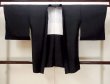 Photo1: N1101T Vintage Japanese kimono  Dark Black HAORI short jacket for women / Silk.    (Grade B) (1)