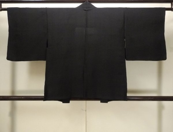 Photo2: N1101Y Vintage Japanese kimono   Black HAORI short jacket for women / Silk.  The lining has a few soils, stains or turned yellow.  (Grade B) (2)