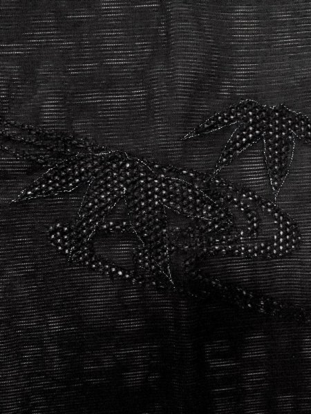 Photo6: N1102B Vintage Japanese kimono   Black HAORI short jacket for women / Silk. Stream,   (Grade A) (6)