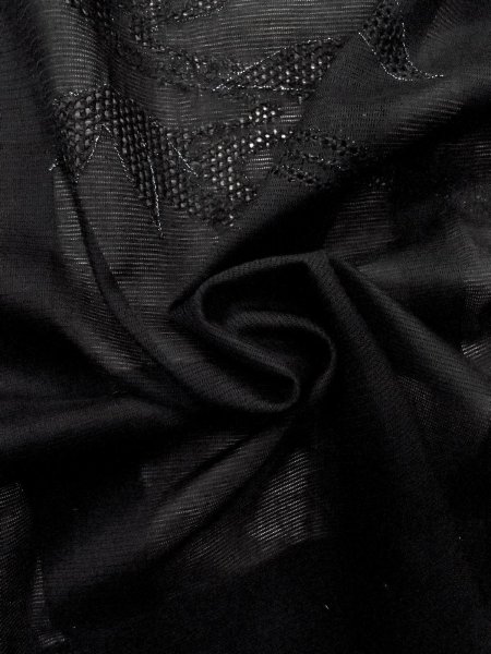 Photo11: N1102B Vintage Japanese kimono   Black HAORI short jacket for women / Silk. Stream,   (Grade A) (11)