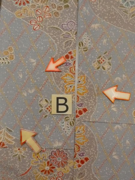 Photo15: N1112B Used Japanese kimono  Grayish Multi Color KOMON dyed for women / Silk. Peony,   (Grade B) (15)