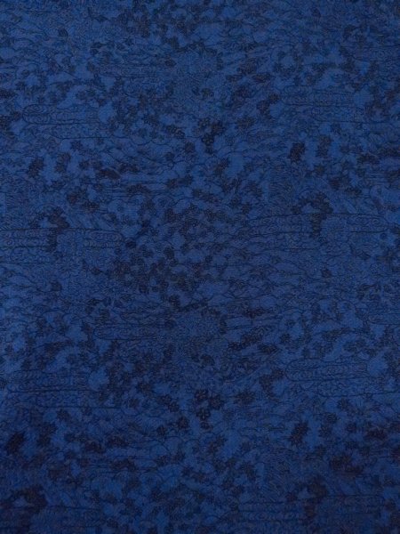 Photo3: Mint N1112D Used Japanese kimono   Navy Blue KOMON dyed for women / Silk. Peony,   (Grade A) (3)