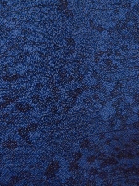 Photo6: Mint N1112D Used Japanese kimono   Navy Blue KOMON dyed for women / Silk. Peony,   (Grade A) (6)