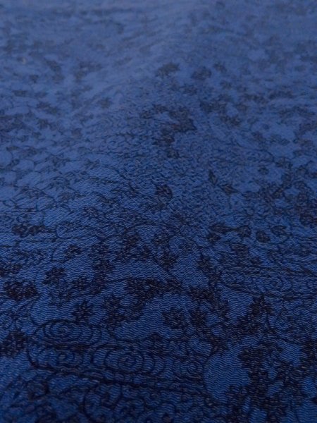 Photo8: Mint N1112D Used Japanese kimono   Navy Blue KOMON dyed for women / Silk. Peony,   (Grade A) (8)