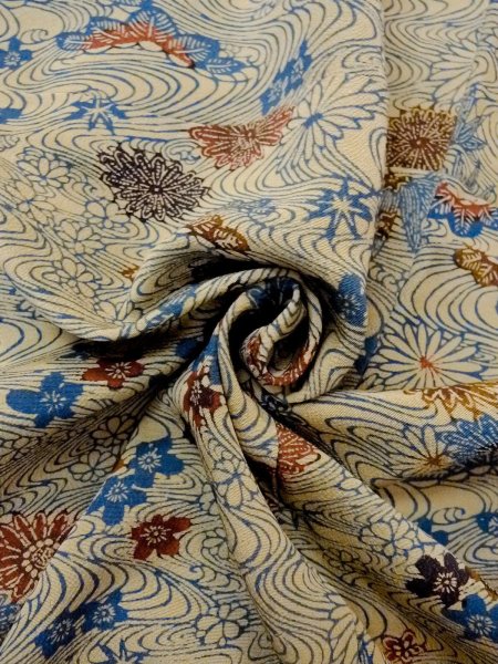 Photo11: Mint N1112G Vintage Japanese kimono  Grayish Ivory KOMON dyed for women / Silk. Flower,   (Grade A) (11)