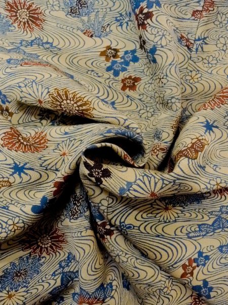 Photo12: Mint N1112G Vintage Japanese kimono  Grayish Ivory KOMON dyed for women / Silk. Flower,   (Grade A) (12)