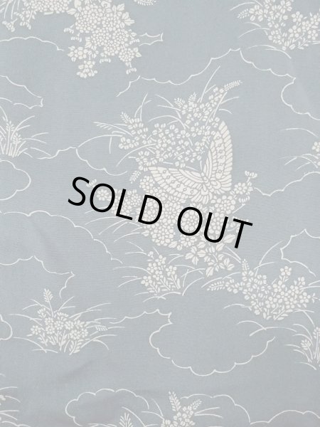Photo4: N1112H Used Japanese kimono  Grayish Indigo Blue KOMON dyed for women / Silk. Peony,   (Grade C) (4)