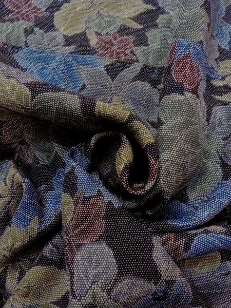 Photo11: Mint N1112I Used Japanese kimono  Grayish Multi Color KOMON dyed for women / Silk. Rose,   (Grade A) (11)