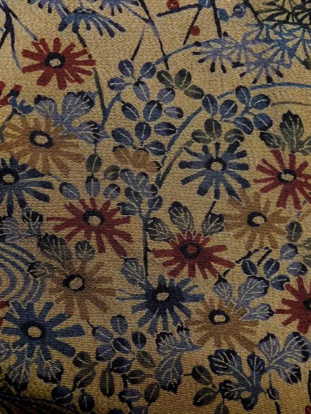 Photo7: N1112J Used Japanese kimono  Dark Beige KOMON dyed for women / Silk. Flower,   (Grade A) (7)