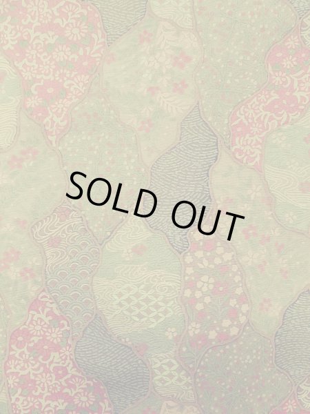 Photo4: N1112K Used Japanese kimono  Grayish Yellowish Green KOMON dyed for women / Silk. Flower,   (Grade B) (4)