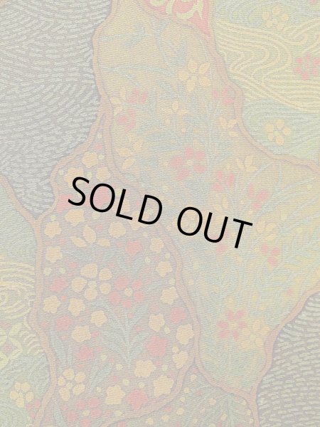 Photo5: N1112K Used Japanese kimono  Grayish Yellowish Green KOMON dyed for women / Silk. Flower,   (Grade B) (5)