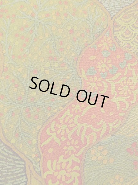 Photo6: N1112K Used Japanese kimono  Grayish Yellowish Green KOMON dyed for women / Silk. Flower,   (Grade B) (6)