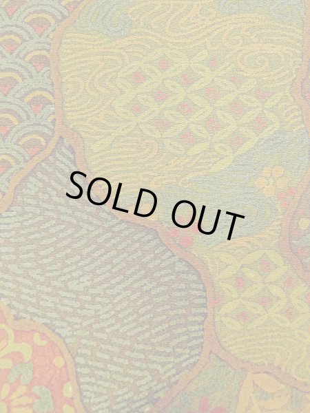 Photo7: N1112K Used Japanese kimono  Grayish Yellowish Green KOMON dyed for women / Silk. Flower,   (Grade B) (7)