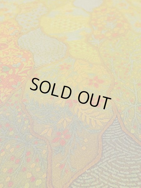 Photo9: N1112K Used Japanese kimono  Grayish Yellowish Green KOMON dyed for women / Silk. Flower,   (Grade B) (9)