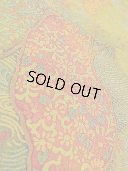 Photo10: N1112K Used Japanese kimono  Grayish Yellowish Green KOMON dyed for women / Silk. Flower,   (Grade B) (10)