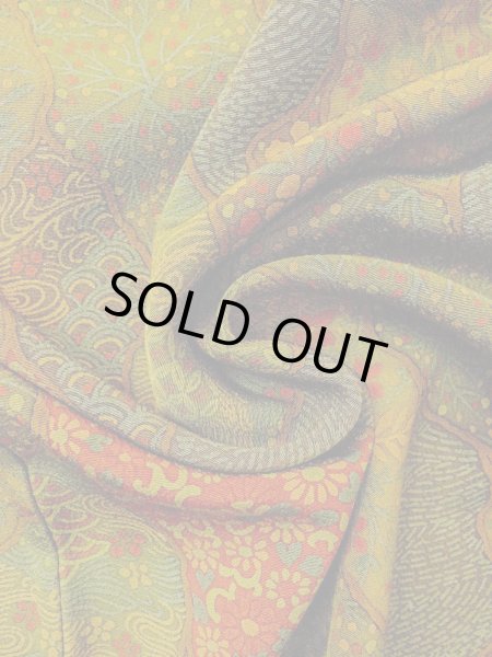 Photo12: N1112K Used Japanese kimono  Grayish Yellowish Green KOMON dyed for women / Silk. Flower,   (Grade B) (12)