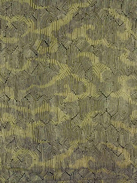 Photo3: N1112N Vintage Japanese kimono  Dark Yellowish Green HITOE unlined for women / Synthetic. Tortoise-shell pattern(Hexagonal pattern)   (Grade D) (3)