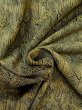 Photo9: N1112N Vintage Japanese kimono  Dark Yellowish Green HITOE unlined for women / Synthetic. Tortoise-shell pattern(Hexagonal pattern)   (Grade D) (9)