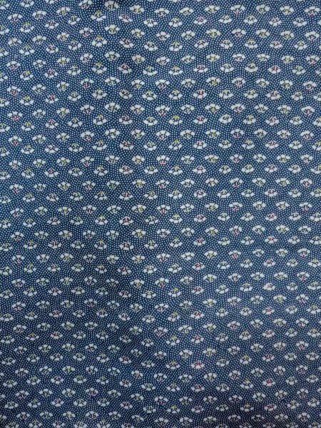 Photo3: N1112O Vintage Japanese kimono  Dark Navy Blue KOMON dyed for women / Wool. Folding fan   (Grade D) (3)