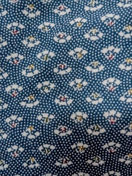 Photo6: N1112O Vintage Japanese kimono  Dark Navy Blue KOMON dyed for women / Wool. Folding fan   (Grade D) (6)