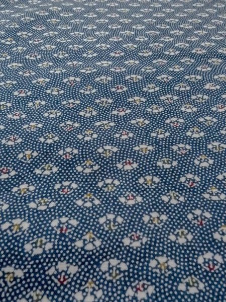 Photo8: N1112O Vintage Japanese kimono  Dark Navy Blue KOMON dyed for women / Wool. Folding fan   (Grade D) (8)